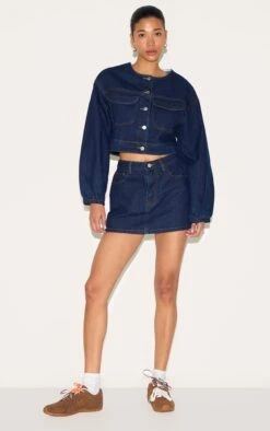 Prettylittlething Indigo Round Neck Crop Denim Jacket -Pretty Little Thing Shop ce56be9f7f64c453d0976d0fc05c5132cb295038 CNL7798 3 indigo round neck crop denim jacket