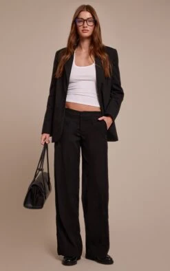 Prettylittlething Black Heavy Weight Woven Pants