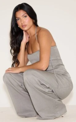 Prettylittlething Mocha Woven Tailored Halterneck Jumpsuit -Pretty Little Thing Shop ce95c16e405a76f747eb054f9f46d8314a4fb216 CNN7771 3 mocha woven tailored halterneck jumpsuit