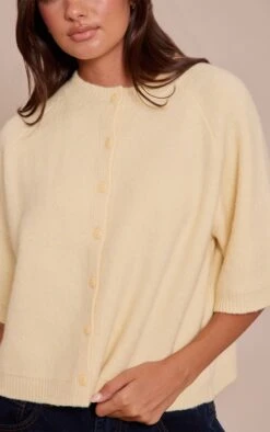 Lemon Soft Knit Short Sleeve Cardigan -Pretty Little Thing Shop ced1720eb28f1a15a9a23e282db7f39d16583922 CNN9469 4 lemon soft knit short sleeve cardigan