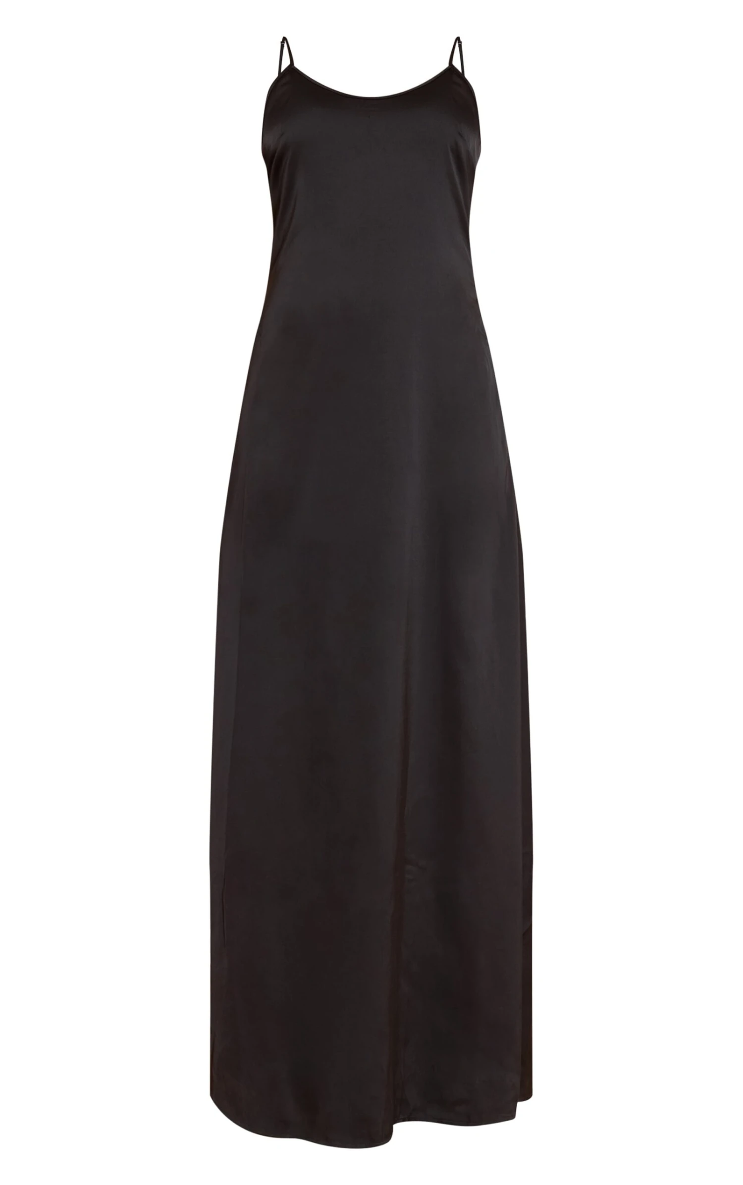 Prettylittlething Black Satin Scoop Neck Spaghetti Strap Maxi Dress 5 Prettylittlething Black Satin Scoop Neck Spaghetti Strap Maxi Dress - Image 5
