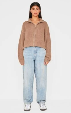 Prettylittlething Light Mocha Thick Rib Knit Zip Up Cardigan -Pretty Little Thing Shop cf30e89928596d4b179afbaee833a86a5bd53ab1 cnj2116 3