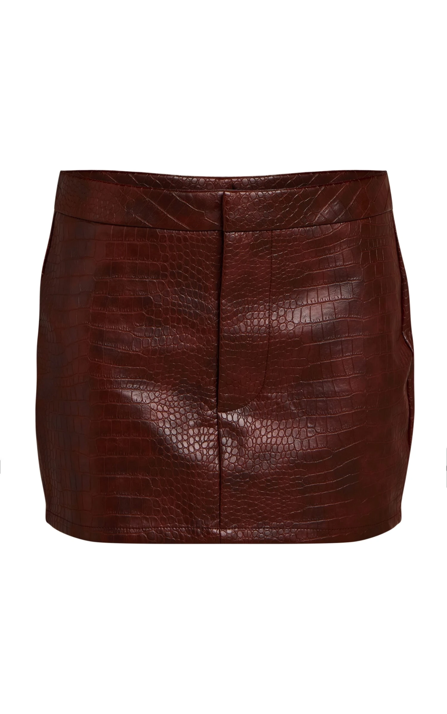 Brown Croc Faux Leather Mini Skirt 6 Brown Croc Faux Leather Mini Skirt - Image 6