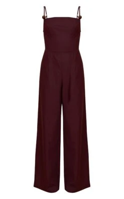 Prettylittlething Chocolate Linen Blend Straight Neck Bead Detail Jumpsuit -Pretty Little Thing Shop d081358644748b71e606944eb64ae3e3a866641d CNM7292 5 chocolate linen blend boat neck bead detail jumpsuit