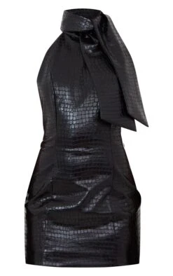 Prettylittlething Black Croc PU Bow Detail Bodycon Dress -Pretty Little Thing Shop d19fa211b7ec180a60198c66222bf9951db22e0a CNF2158 6