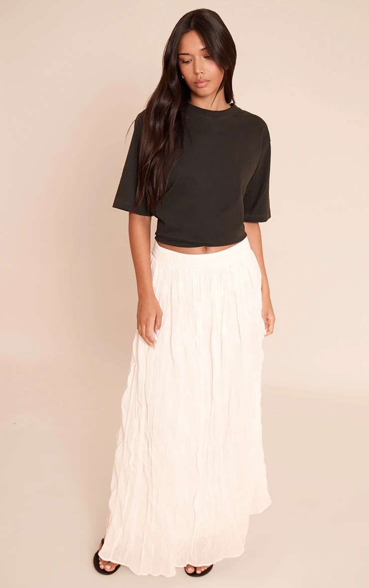 Cream Crinkle Chiffon Maxi Skirt 1 Cream Crinkle Chiffon Maxi Skirt