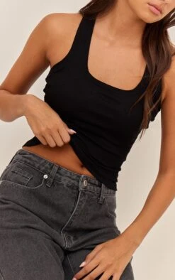 Prettylittlething Black Soft Rib Scoop Neck Vest Top -Pretty Little Thing Shop d1ce45fb4f474ba178246718b01834369e31d006 CNM9841 4 black soft rib scoop neck vest top