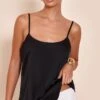Prettylittlething Black Satin Strappy Cami Top -Pretty Little Thing Shop d2110ef6917918c7424b6206f48e12aa5b74ed6b CNN6914 1 black satin strappy cami top