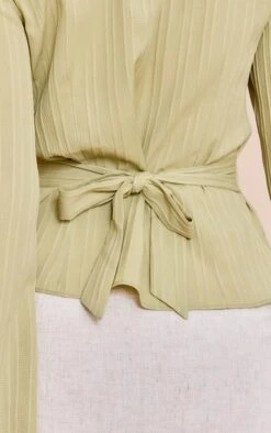 Prettylittlething Sage Green Textured Satin Tie Back Shirt -Pretty Little Thing Shop d333296b1b31e3fe96d361c037afbf3d7d1a9d2d CNN2348 4 sage green textured satin tie back shirt