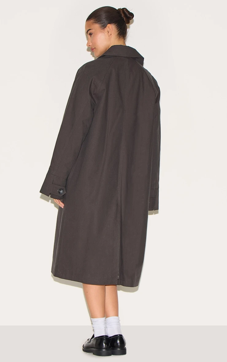 Prettylittlething Charcoal Classic Button Through Mac 2 Prettylittlething Charcoal Classic Button Through Mac - Image 2