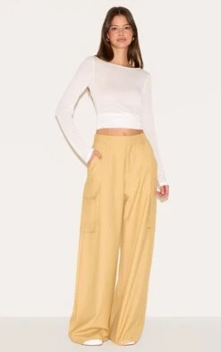 Prettylittlething Butterscotch Woven Pocket Detail Straight Leg Pants -Pretty Little Thing Shop d36140c561f83f55ffcd6768225f29978d1c1de8 CNL7382 4 butterscotch woven pocket detail straight leg trousers