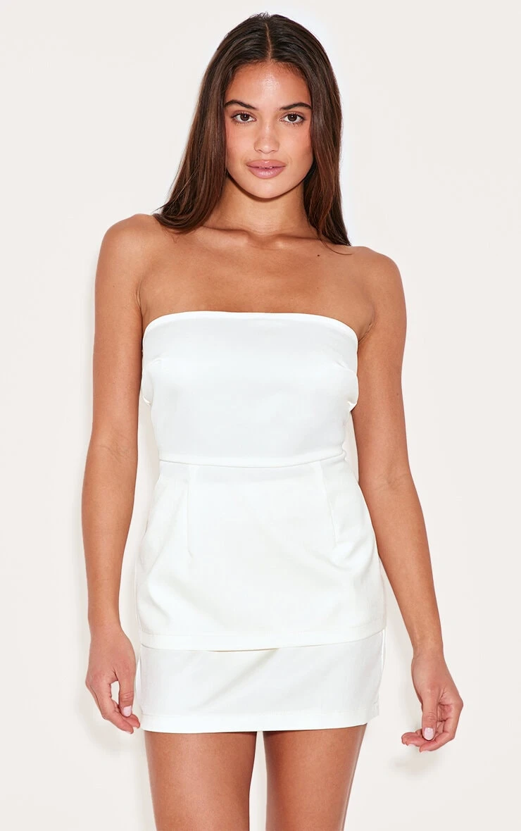 Prettylittlething Cream Tailored Woven Mid Rise Micro Mini Skirt 4 Prettylittlething Cream Tailored Woven Mid Rise Micro Mini Skirt - Image 4