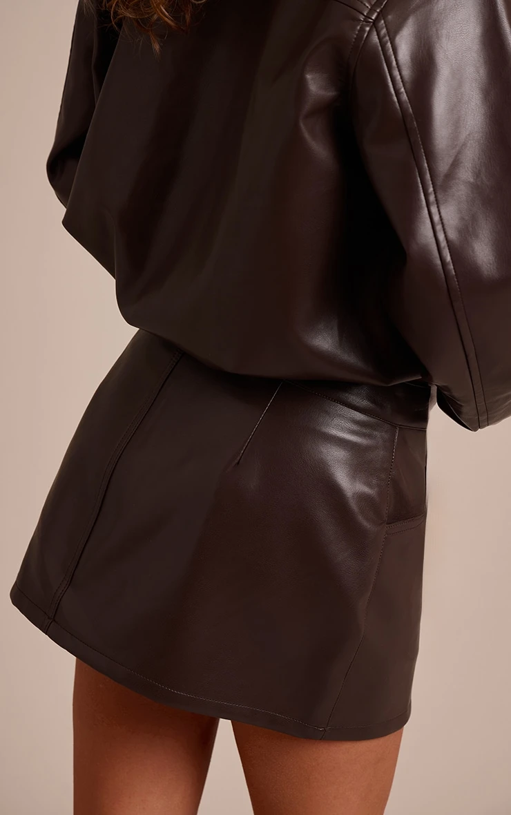 Chocolate Mini Skirt Faux Leather 3 Chocolate Mini Skirt Faux Leather - Image 3