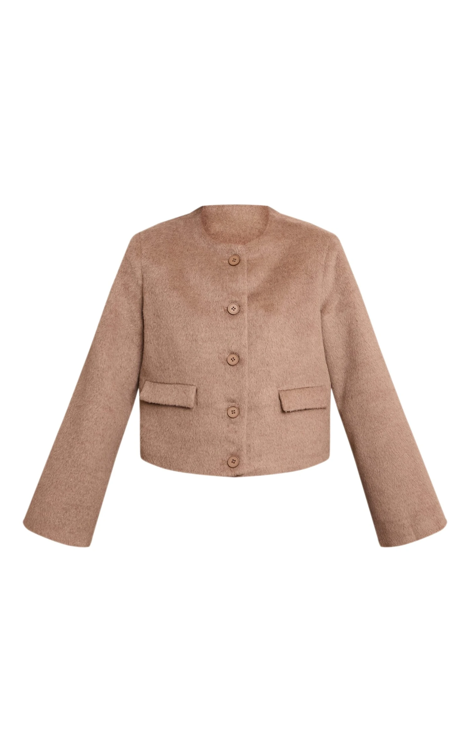 Prettylittlething Taupe Brushed Wool Single Breasted Jacket 5 Prettylittlething Taupe Brushed Wool Single Breasted Jacket - Image 5