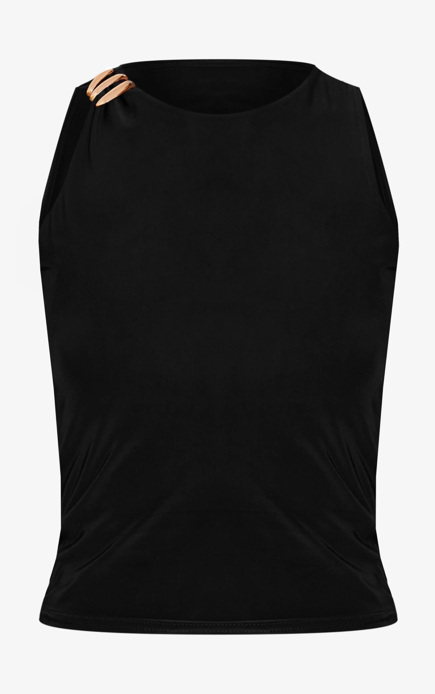 Black Double Layer Slinky Trim Detail Long Vest Top 5 Black Double Layer Slinky Trim Detail Long Vest Top - Image 5