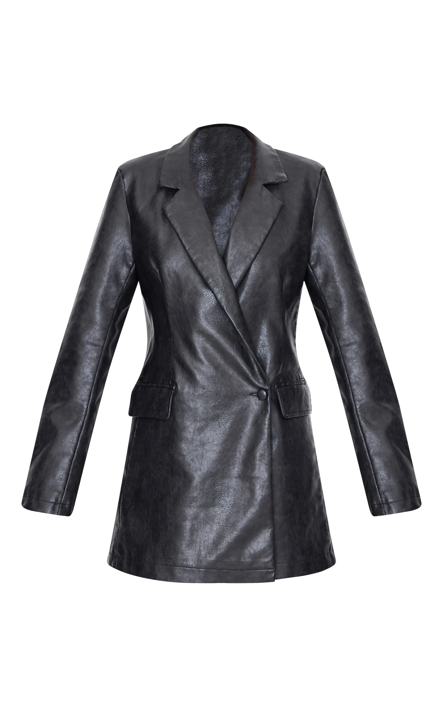 Prettylittlething Black Structured Faux Leather Blazer Dress 5 Prettylittlething Black Structured Faux Leather Blazer Dress - Image 5