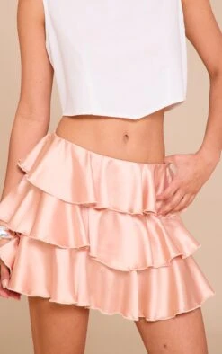 Prettylittlething Almond Satin Tiered Flippy Mini Skirt -Pretty Little Thing Shop d4feb10d1f3019493a929176ee07ecdf3966daff CNM0009 5 almond satin tiered flippy mini skirt