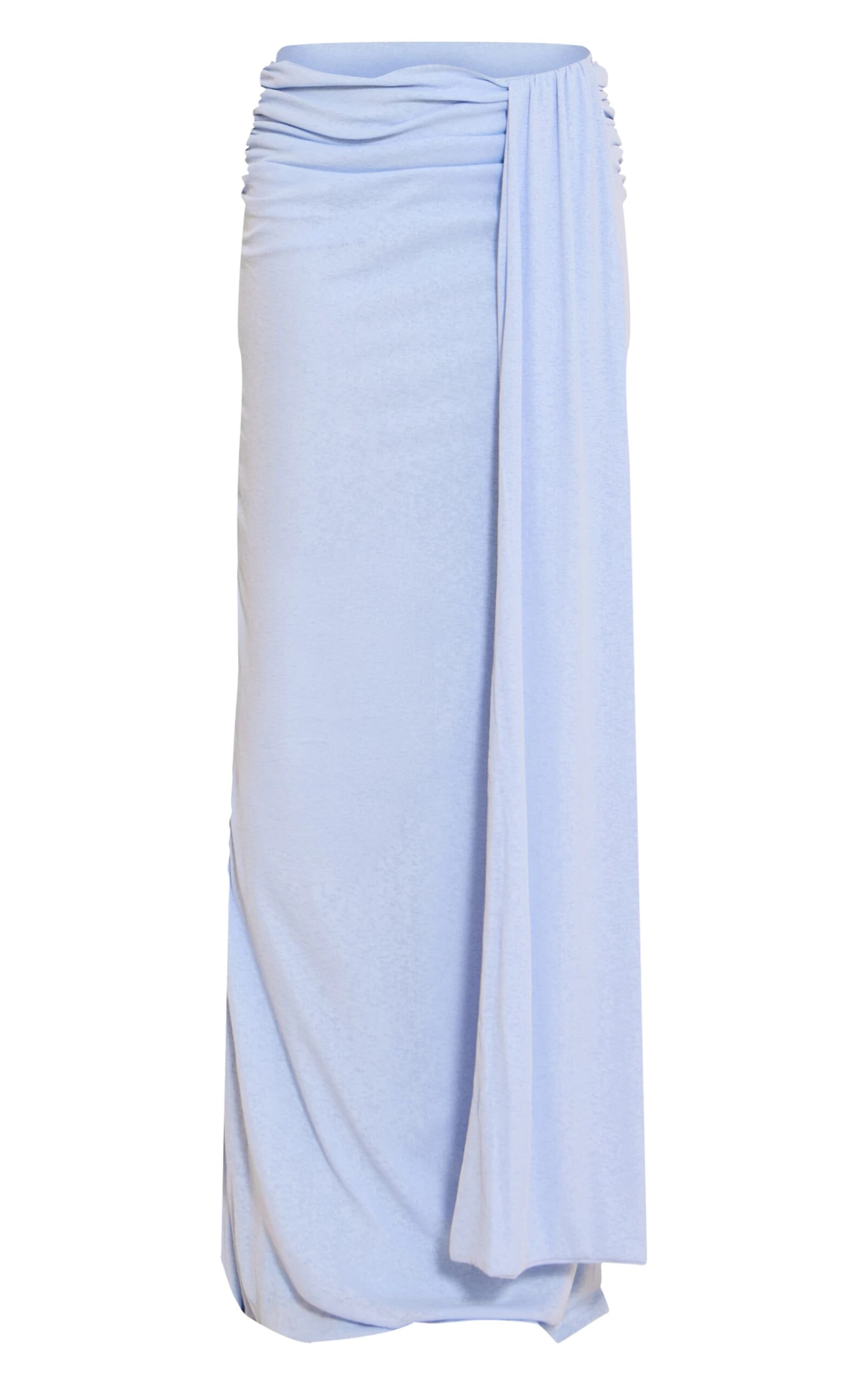 Prettylittlething Light Blue Double Layer Onion Skin Drape Detail Maxi Skirt - Image 5