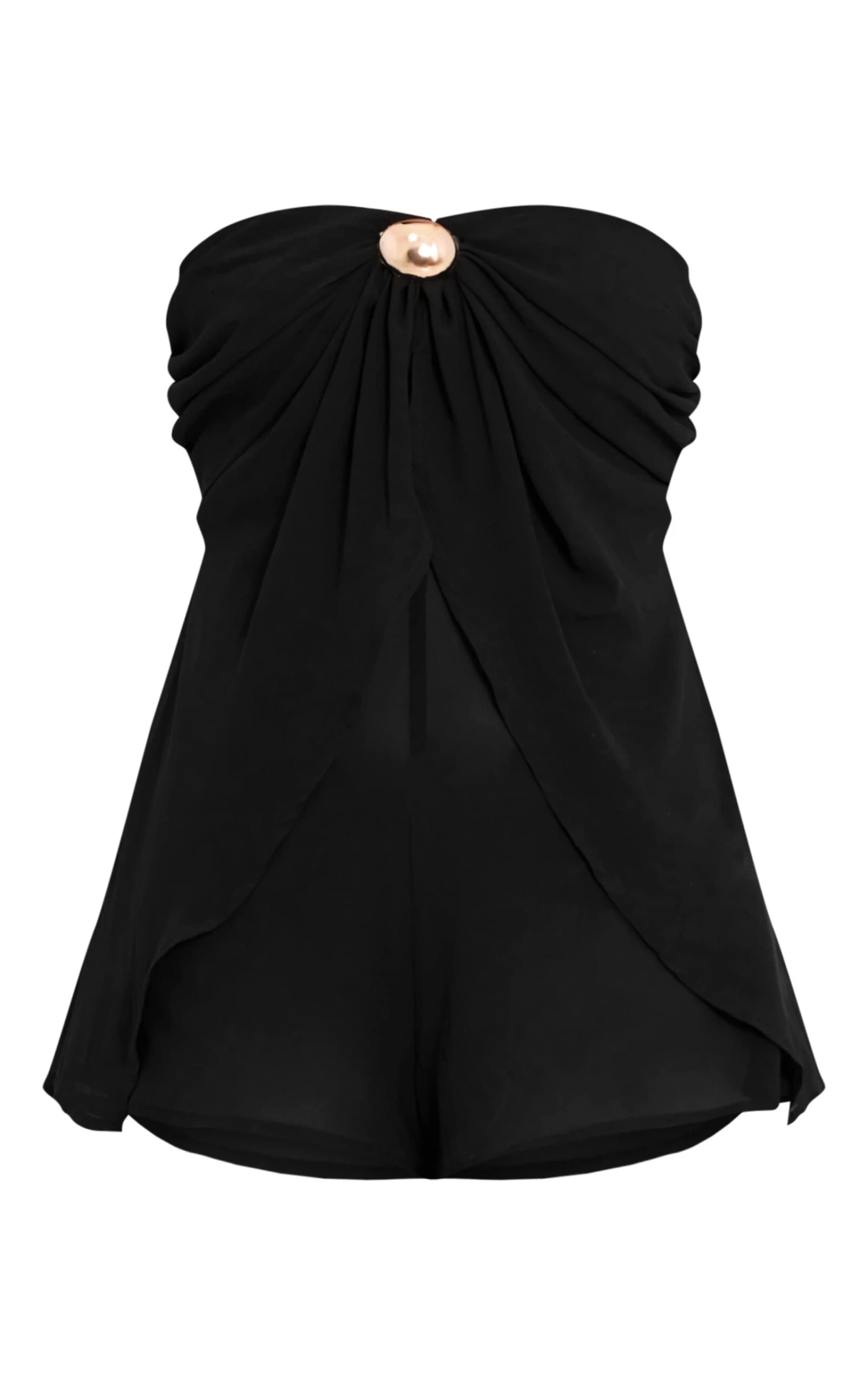 Prettylittlething Black Chiffon Trim Detail Bandeau Romper 5 Prettylittlething Black Chiffon Trim Detail Bandeau Romper - Image 5