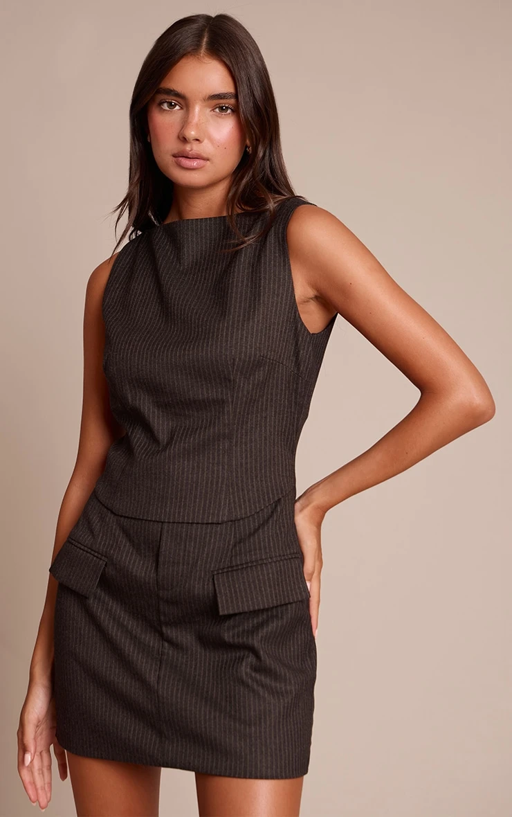 Prettylittlething Black Pinstripe Overlay Detail Bodycon Dress 1 Prettylittlething Black Pinstripe Overlay Detail Bodycon Dress