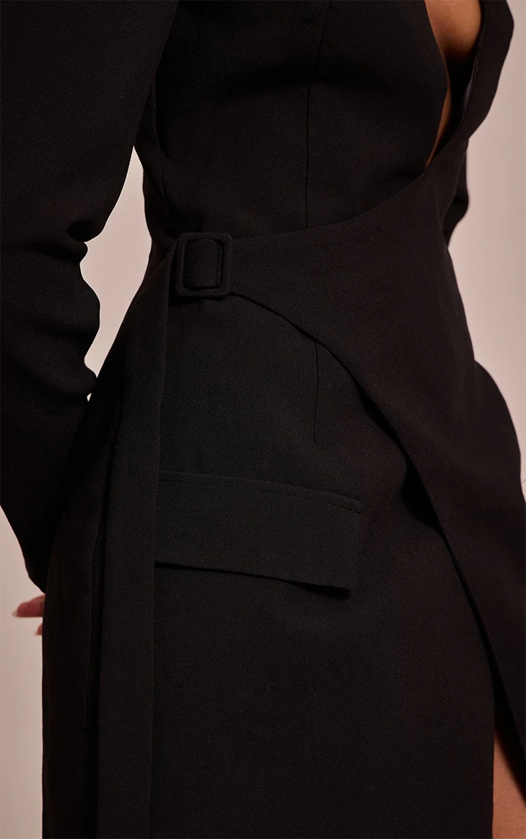 Prettylittlething PLT Label Black Tailored Asymmetrical Cut Out Blazer Dress 4 Prettylittlething PLT Label Black Tailored Asymmetrical Cut Out Blazer Dress - Image 4