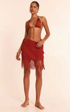 Prettylittlething Rust Crochet Knit Tassel Mini Skirt -Pretty Little Thing Shop d6b350eb750b671ba075f33aea561af721e24dab CNN2605 4 rust crochet knit tassle mini skirt
