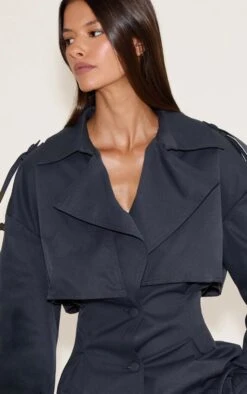 Prettylittlething Charcoal Cropped Belted Trench Coat -Pretty Little Thing Shop d71c60310f3fe281cf64dc61c662be2e67831e8f CNN2523 4 charcoal cropped belted trench coat
