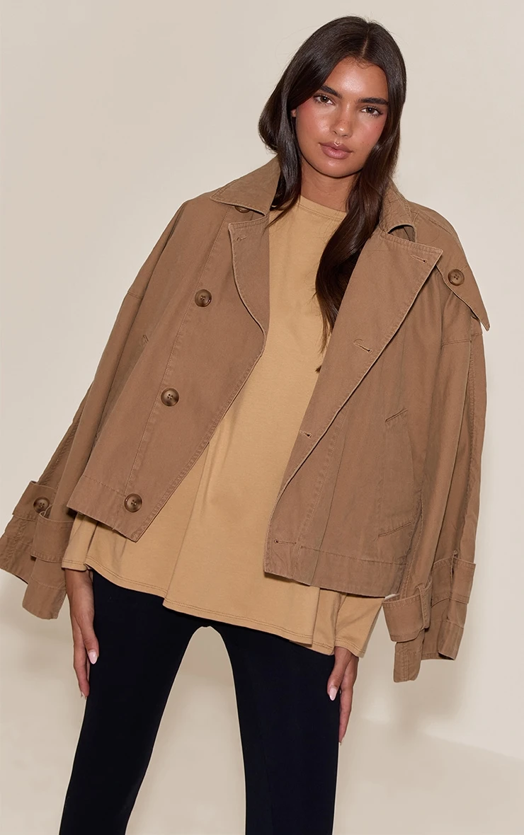 Prettylittlething Stone Cotton Basic Oversized Long Sleeve T-shirt - Image 4