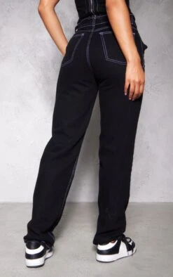 Prettylittlething Black Contrast Seam Detail Straight Leg Jeans -Pretty Little Thing Shop d742284ecc26ba3293c69309acffdfc82da080d1 cna3255 3