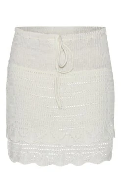 Prettylittlething Ecru Double Layer Crochet Knit Skirt -Pretty Little Thing Shop d74a7da5dd84094a696096a94cb0de941fba8164 CNL7654 6 ecru double layer crochet knit skirt