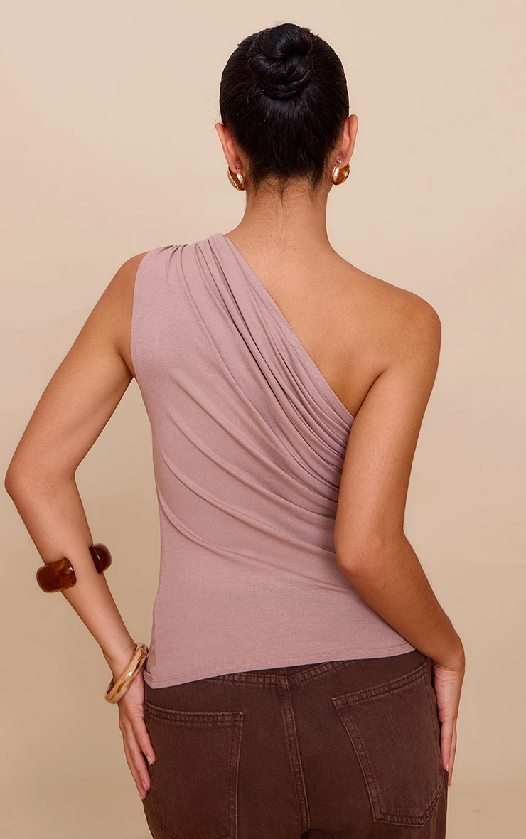 Prettylittlething Mushroom Soft Cotton Asymmetric One Shoulder Long Top - Image 2