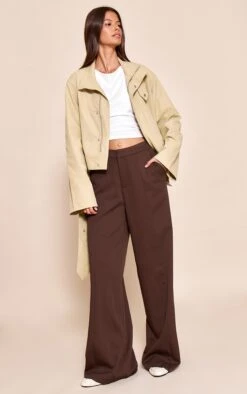 Prettylittlething Beige Cropped Belted Biker Jacket -Pretty Little Thing Shop d7762a3bb91f63f1489517deebcdb15b37347c28 CNN2980 3 beige cropped belted biker jacket