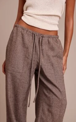 Prettylittlething Chocolate Herringbone Brushed Drawstring Low Rise Pants 8 Prettylittlething Chocolate Herringbone Brushed Drawstring Low Rise Pants -Pretty Little Thing Shop d78dd034fe04085b4be936c4a72424df7b12fdb7 CNO5219 4 chocolate herringbone brushed drawstring low rise trousers