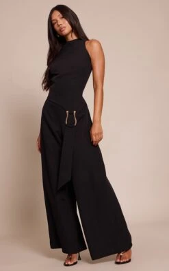 Prettylittlething Black Woven Belt Trim Detail Straight Leg Jumpsuit -Pretty Little Thing Shop d7af5a8a614651150ab3aa440a351f8ecac786e7 CNO3065 3 black woven belt trim detail straight leg jumpsuit