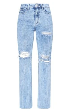 PRETTYLITTLETHING Acid Wash Ripped Long Leg Straight Jeans -Pretty Little Thing Shop d7f3c180c39d309926c4d644f24f8c826943cc4f cmm4769 5