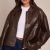 Prettylittlething Chocolate Zip Through Pu Jacket -Pretty Little Thing Shop d80fac7783bc0b4f585607112f0718924f9830a6 CNN7108 1 chocolate zip through pu jacket
