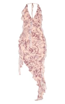 Prettylittlething Stone Chiffon Print Frill Detail Plunge Midaxi Dress -Pretty Little Thing Shop d83c987ac495fdc3e2bfb24ee89de0290df31400 CNM0116 5 stone chiffon print frill detail plunge midaxi dress