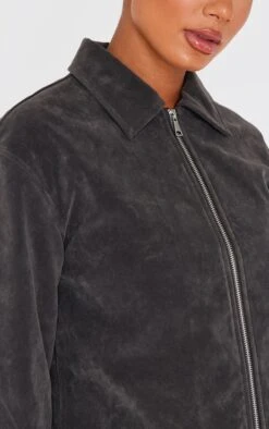 Prettylittlething Charcoal Zip Up Faux Suede Jacket -Pretty Little Thing Shop d83ee641afb0596e6a0ba912f239107697736983 cnl5183 4