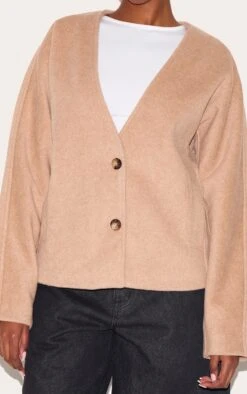 Prettylittlething Mocha Wool Look Button Up V Neck Jacket 8 Prettylittlething Mocha Wool Look Button Up V Neck Jacket -Pretty Little Thing Shop d86899863bd5926e2bf3b81d6eca4163d3778dd5 CNM1430 4 mocha wool look button up v neck jacket