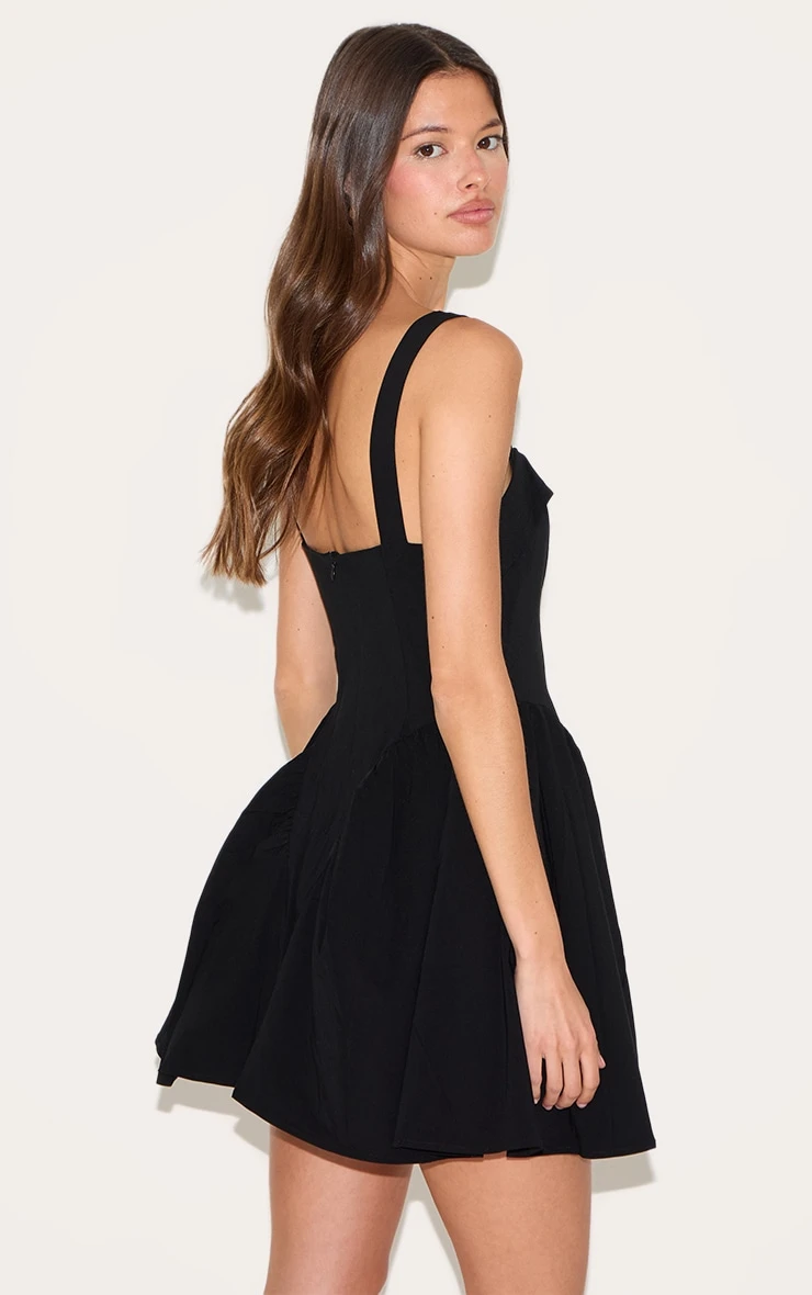 Prettylittlething Black V Waist Button Down Shift Dress 2 Prettylittlething Black V Waist Button Down Shift Dress - Image 2