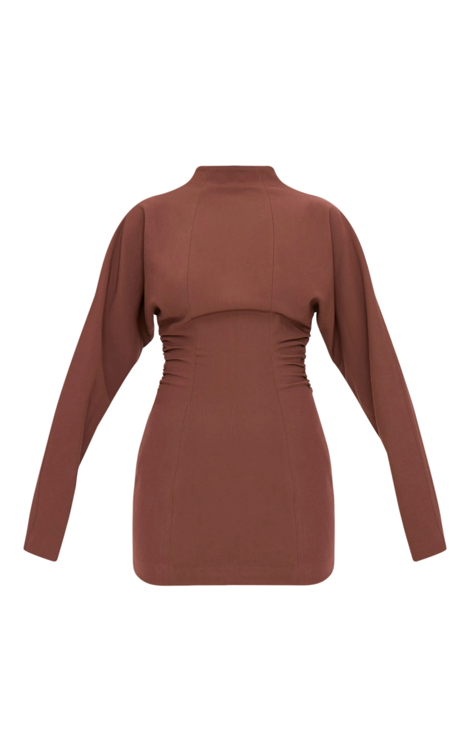 Prettylittlething PLT Label Chocolate Batwing Sleeved Pleated Bodycon Dress 5 Prettylittlething PLT Label Chocolate Batwing Sleeved Pleated Bodycon Dress - Image 5