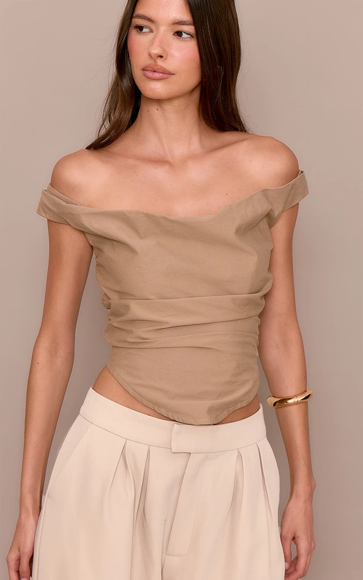 Prettylittlething Mushroom Ruched Corset Top 4 Prettylittlething Mushroom Ruched Corset Top - Image 4