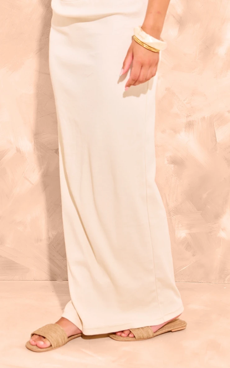 Prettylittlething Beige Ribbed Maxi Mid Rise Skirt 2 Prettylittlething Beige Ribbed Maxi Mid Rise Skirt - Image 2