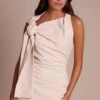 Cream Woven Knot Detail Mini Dress