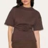 Prettylittlething Chocolate Ruched Side Detail T Shirt -Pretty Little Thing Shop d9f29cb7c94192acd4593534459bfd07f36baf6f CNM6827 1 chocolate ruched side detail t shirt