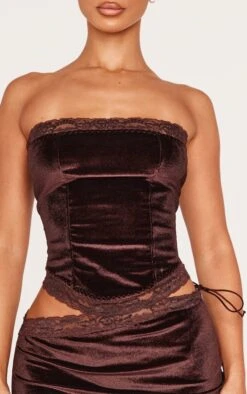 Prettylittlething Petite Chocolate Velvet Lace Trim Detail Bandeau Top -Pretty Little Thing Shop da25da2e62c1bf62cd9adf8455302031d5037732 cnk8256 4