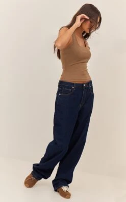 Prettylittlething Indigo High Waist Boyfriend Jeans