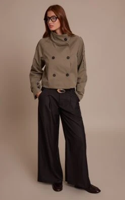 Prettylittlething Black Woven Double Pleat Wide Leg Pants