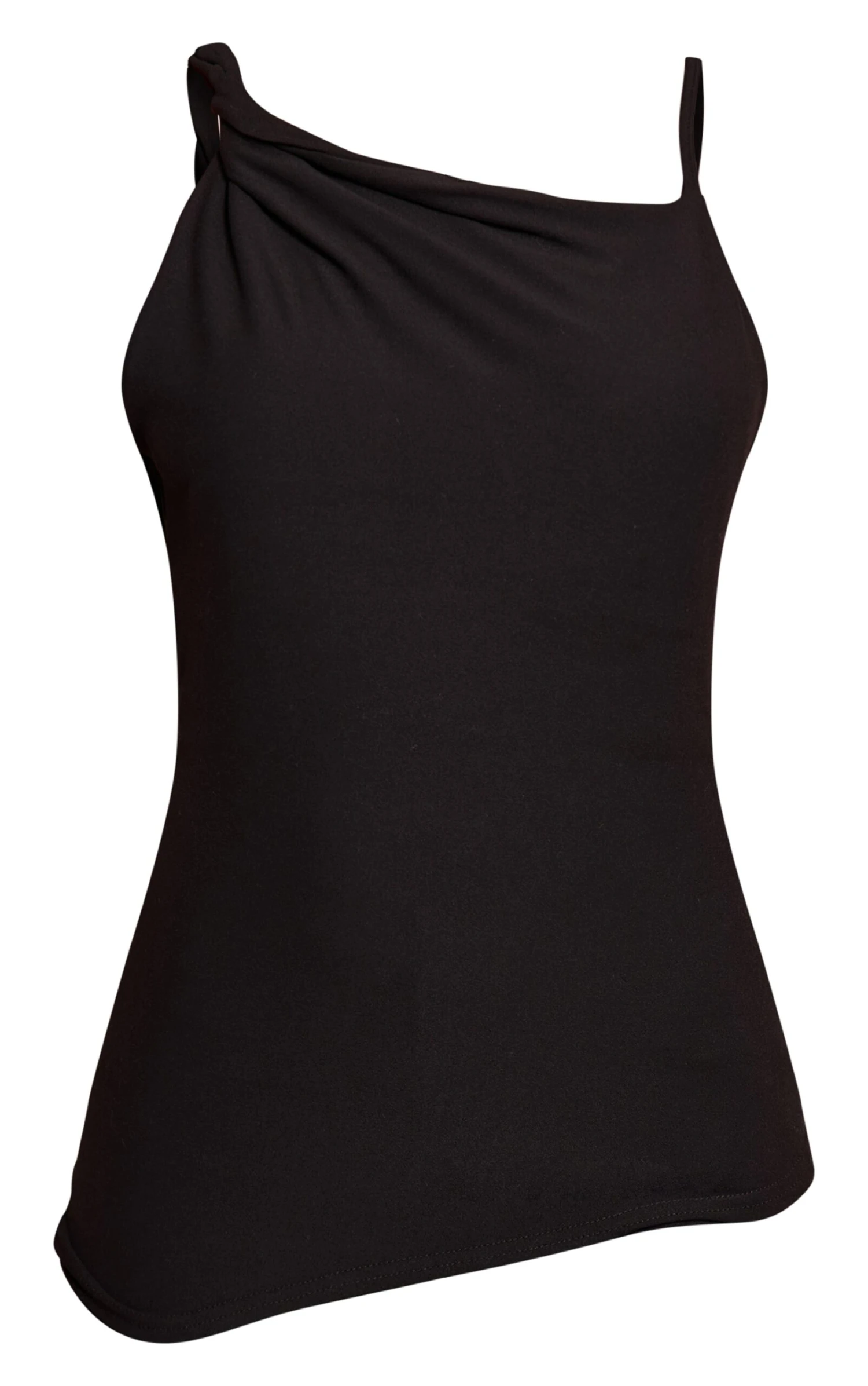 Prettylittlething Black Soft Touch Asymmetric Strap Top 5 Prettylittlething Black Soft Touch Asymmetric Strap Top - Image 5