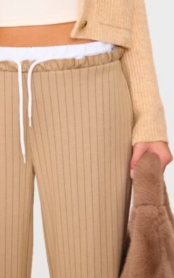 Prettylittlething Beige Pinstripe Contrast Waistband Wide Leg Pants -Pretty Little Thing Shop db27183ca070e063e8f240d8f33da7ede9f8e3da cnk4517 4